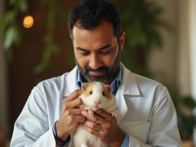Dr. Rajesh Kumar, a holistic practitioner, shown in a serene garden with a gentle rabbit.
