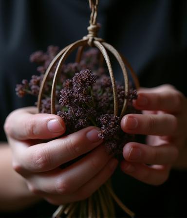 Intricate wire skeleton for floral arrangement